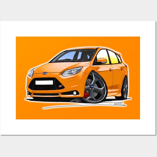 Ford Focus (Mk3) ST Orange Wall Art by y30man5